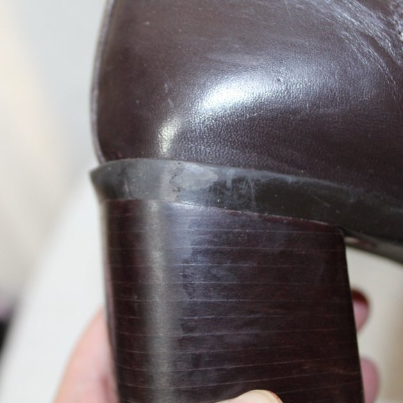 Vtg Enzo Angiolini womens boot size 8.5 brown leather chunky heel square toe 90s - Picture 11 of 12